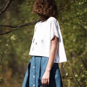 OffOn white linen cropped hem top - like Elizabeth Suzann Linn Top